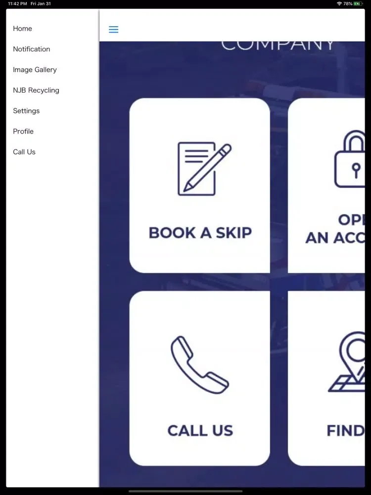 Ảnh chụp màn hình của NJB Skip Hire iPad 