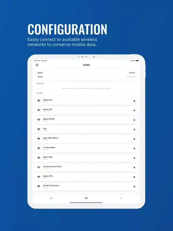 Скриншоты Teltonika WIFI iPad 