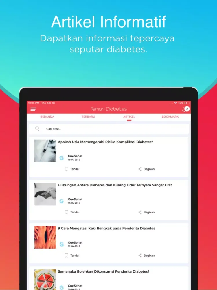 Ảnh chụp màn hình của Teman Diabetes iPad 