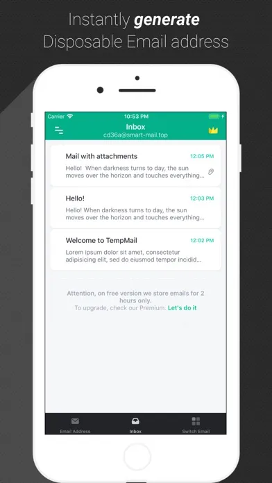 Ảnh chụp màn hình của Temp Mail - Temporary Email