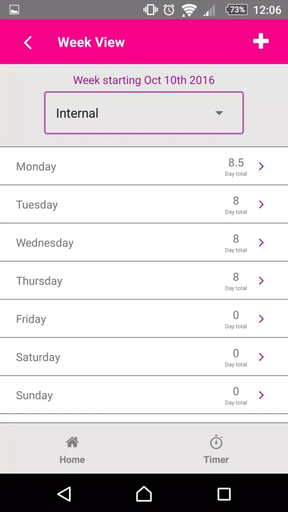 Captures d'écran de Tempora Timesheet