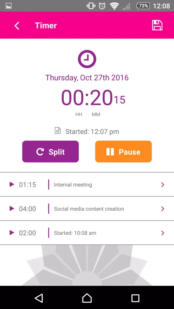 Captures d'écran de Tempora Timesheet
