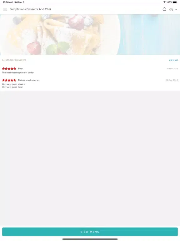 Capturas de tela do Temptations Desserts And Chai iPad 