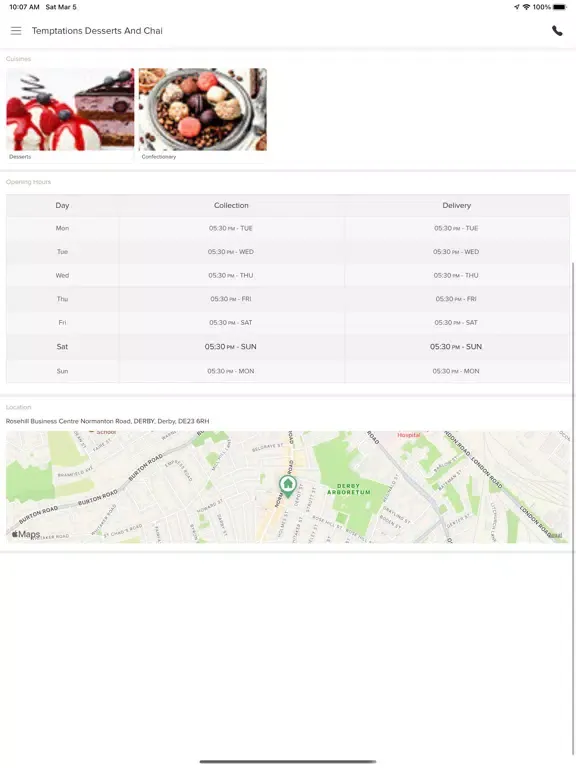 Capturas de tela do Temptations Desserts And Chai iPad 