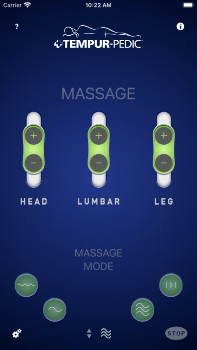Capturas de tela do TEMPUR-Ergo™ Smart Control