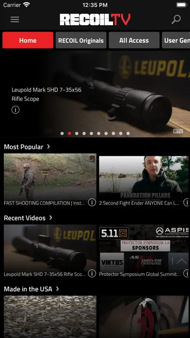 Ảnh chụp màn hình của RecoilTV