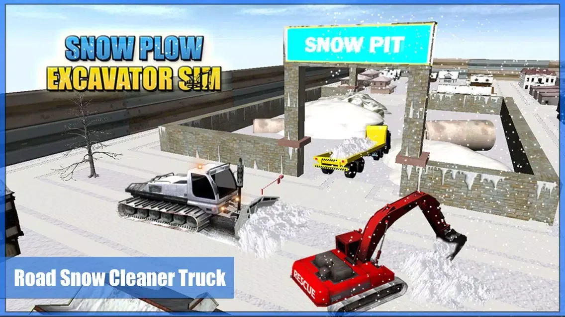 Captures d'écran de Snow Plow Excavator Sim 3D - Heavy Truck & Crane Rescue Operation for Road Cleaning