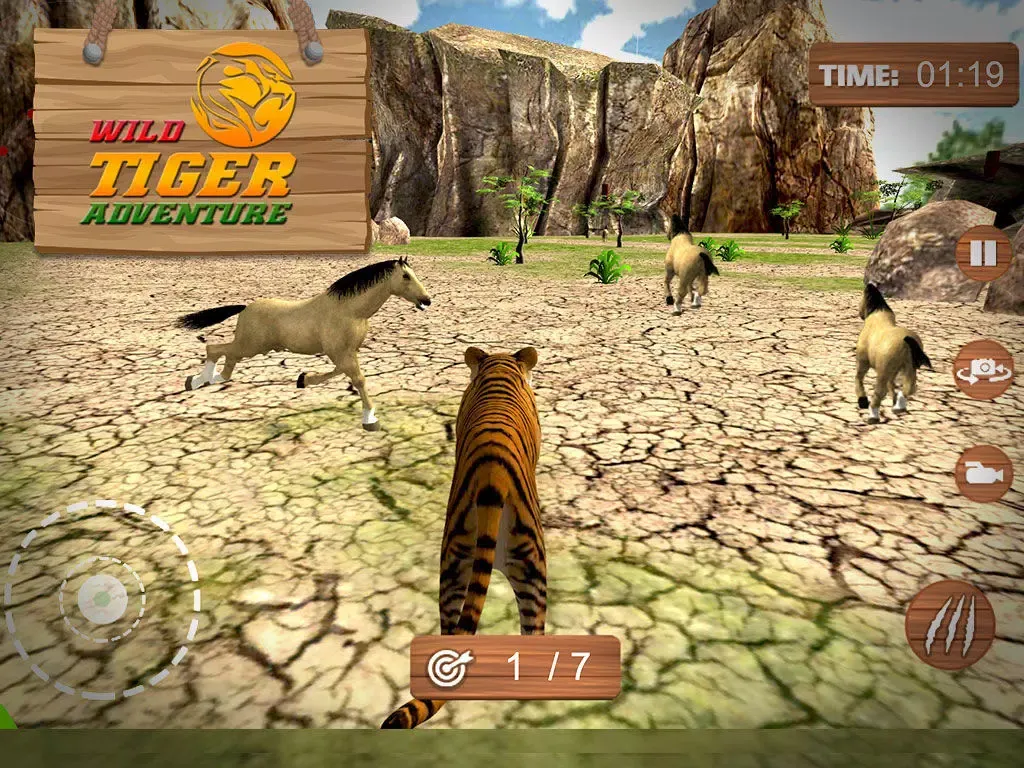 Tangkapan skrin Wild Tiger Adventure 3D - Siberian Jungle Beast Animals Hunting Attack Simulator iPad 