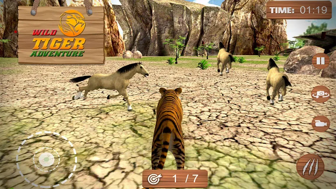 Tangkapan skrin Wild Tiger Adventure 3D - Siberian Jungle Beast Animals Hunting Attack Simulator