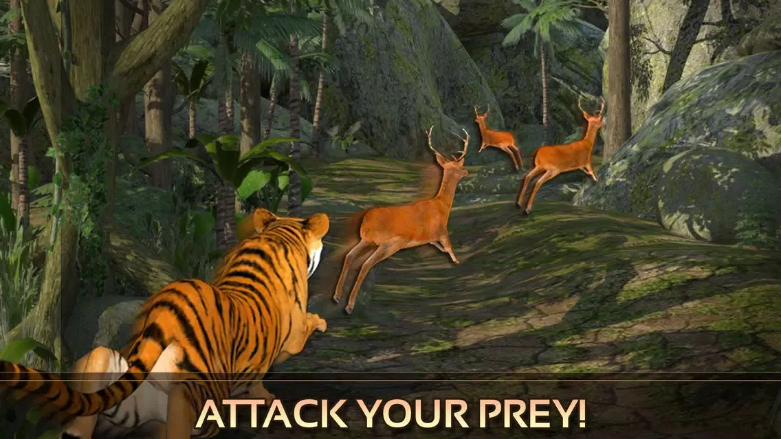 Tangkapan skrin Wild Tiger Adventure 3D - Siberian Jungle Beast Animals Hunting Attack Simulator