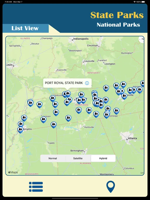 Capturas de pantalla de Tennessee-State &National Park iPad 