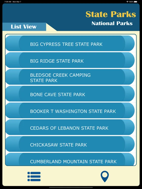 Capturas de pantalla de Tennessee-State &National Park iPad 