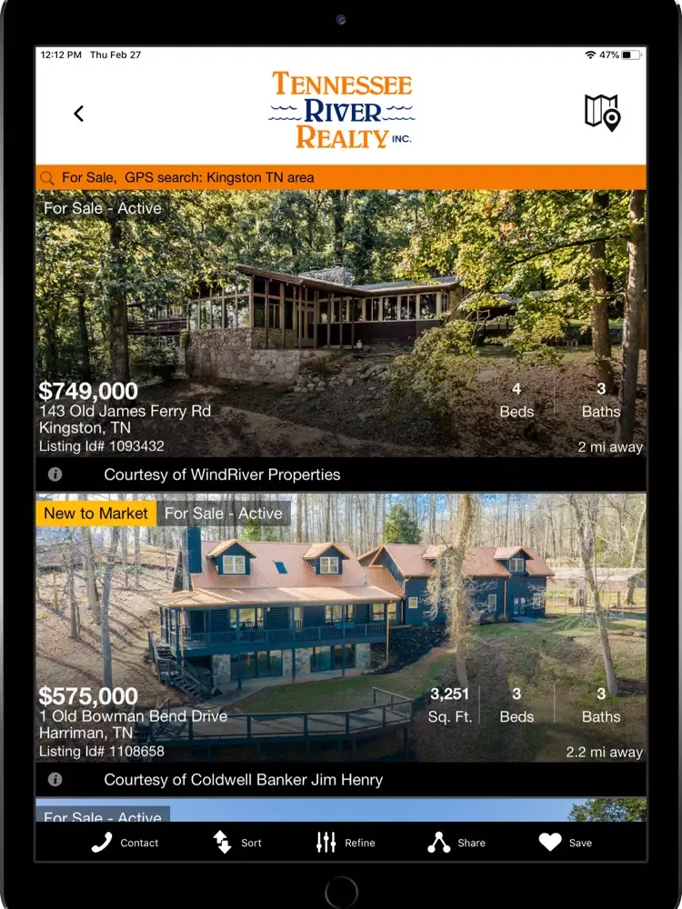 Captures d'écran de Tennessee River Realty Mobile iPad 