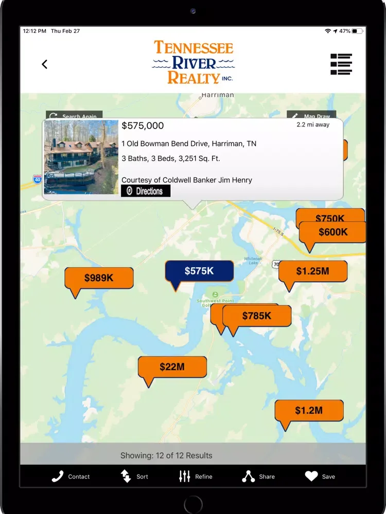Captures d'écran de Tennessee River Realty Mobile iPad 
