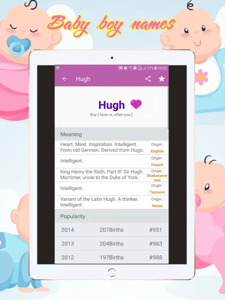 Baby Names - Boys and Girls iPad  スクリーンショット