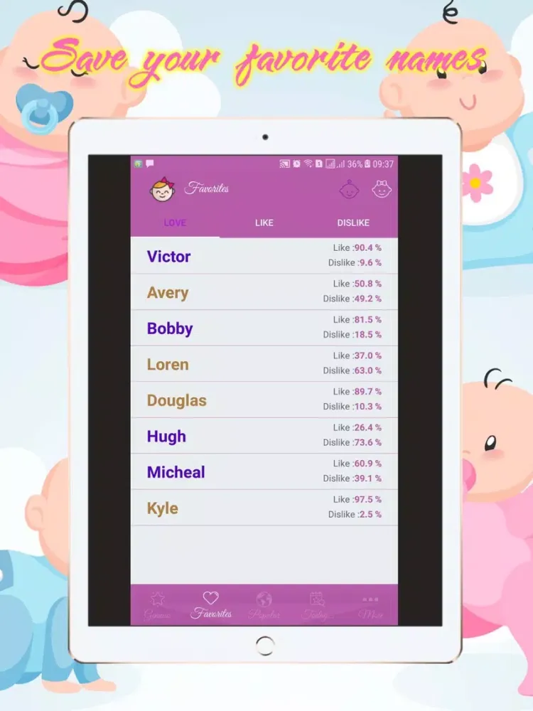 Baby Names - Boys and Girls iPad  スクリーンショット