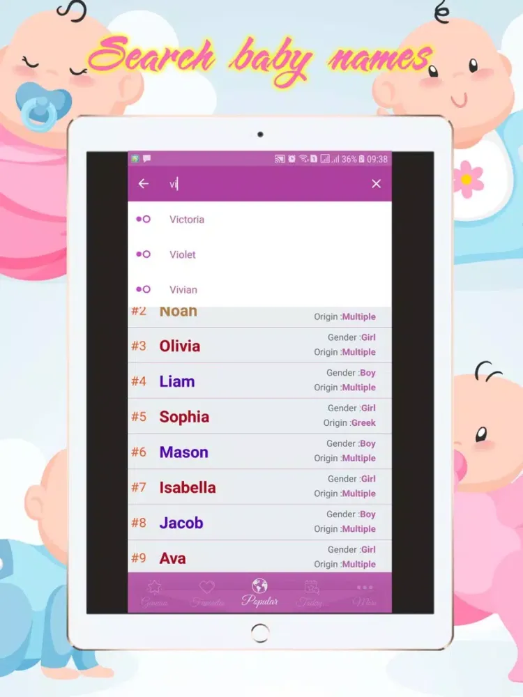 Baby Names - Boys and Girls iPad  スクリーンショット