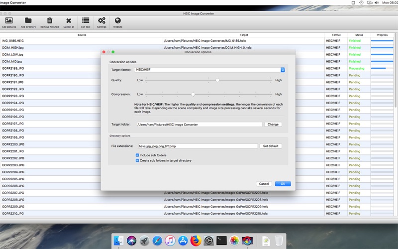 Capturas de tela do HEIC Image Converter
