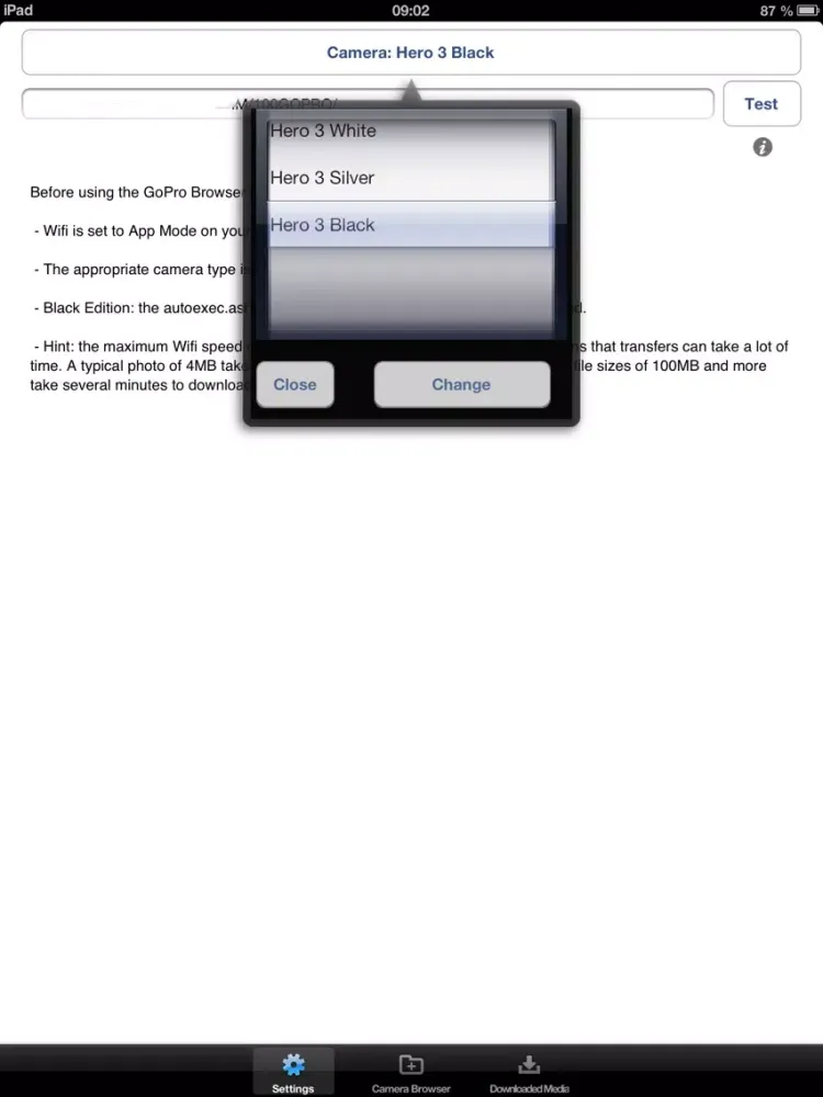 Photo and Video Browser for GoPro Hero Cameras (Wifi) iPad  Screenshots