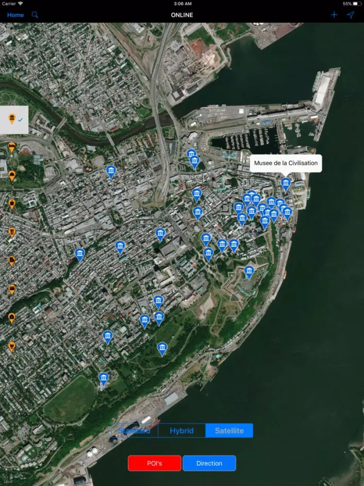 Tangkapan layar Quebec City (Canada) – Map iPad 
