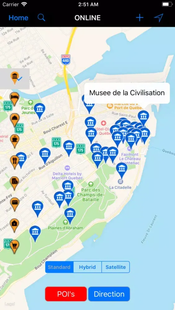 Tangkapan layar Quebec City (Canada) – Map