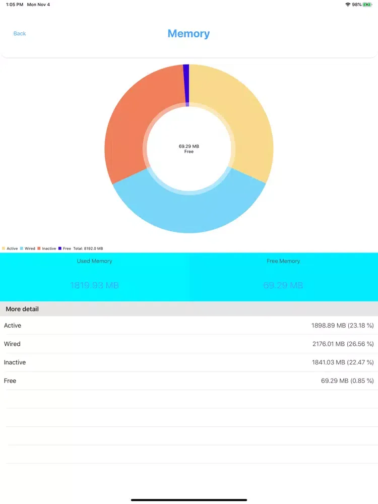 ภาพหน้าจอของ System Utilities iPad 