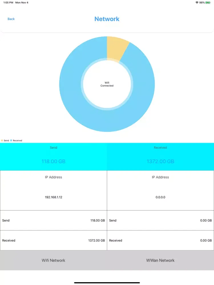 ภาพหน้าจอของ System Utilities iPad 