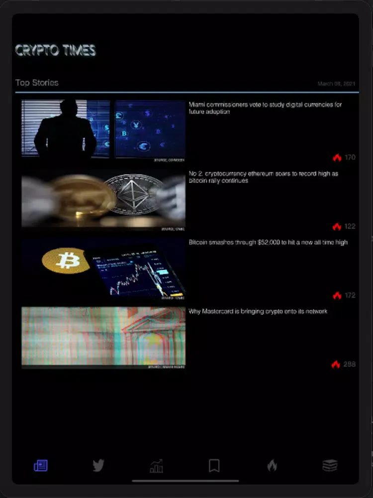 Capturas de tela do Crypto Times iPad 
