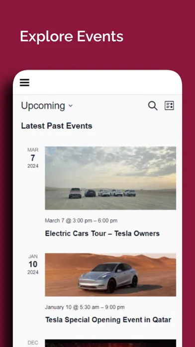 Captures d'écran de TOQ — For Tesla Owners Qatar