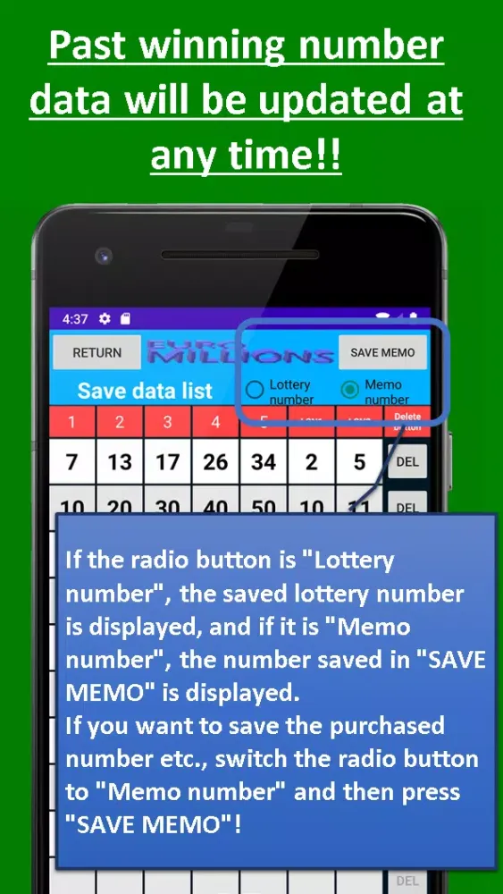 LOTTO prediction lottery 스크린샷