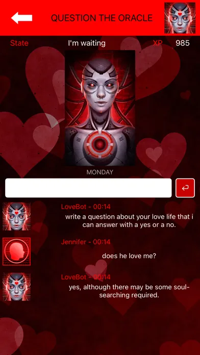 ภาพหน้าจอของ LoveBot Relationship Oracle