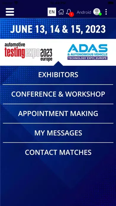 Capturas de tela do Automotive Testing Expo / ADAS