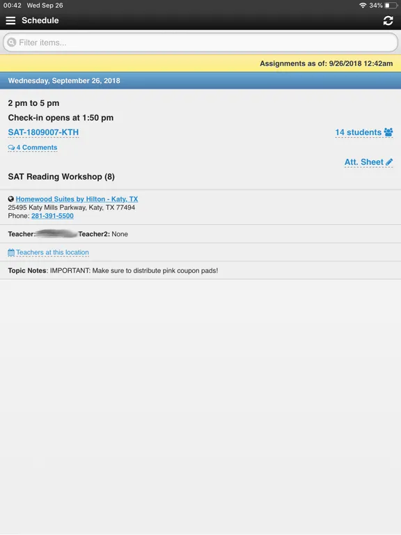 Tangkapan layar Teacher App iPad 