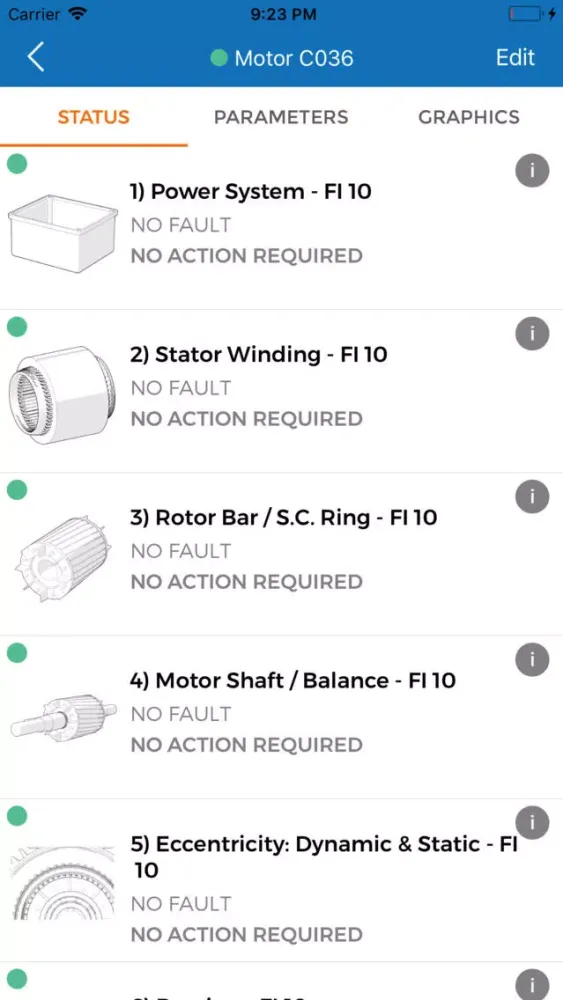 Zrzuty ekranu Test Motors SmartSoft App