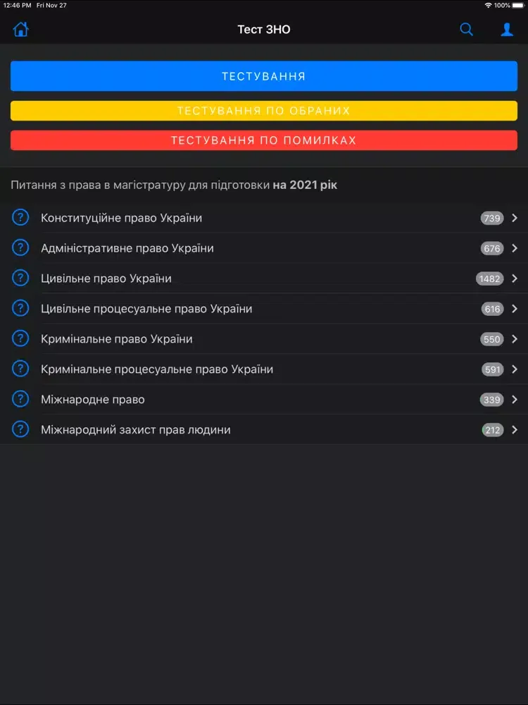 Тест ЗНО з права iPad 应用截图