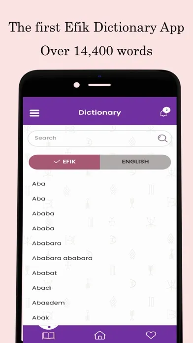 Tangkapan skrin Tete Efik Dictionary