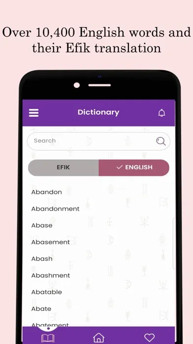 Tangkapan skrin Tete Efik Dictionary