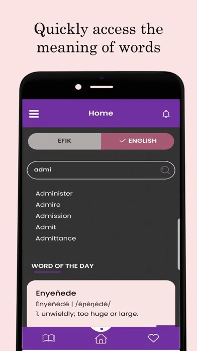Tangkapan skrin Tete Efik Dictionary
