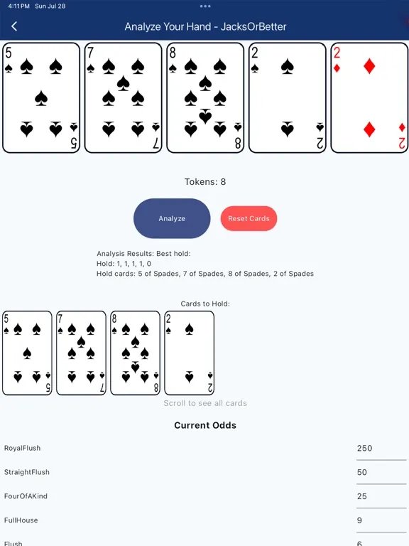 Captures d'écran de Video Poker Hand Analyzer iPad 