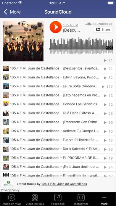 Capturas de pantalla de 105.4 FM Juan de Castellanos
