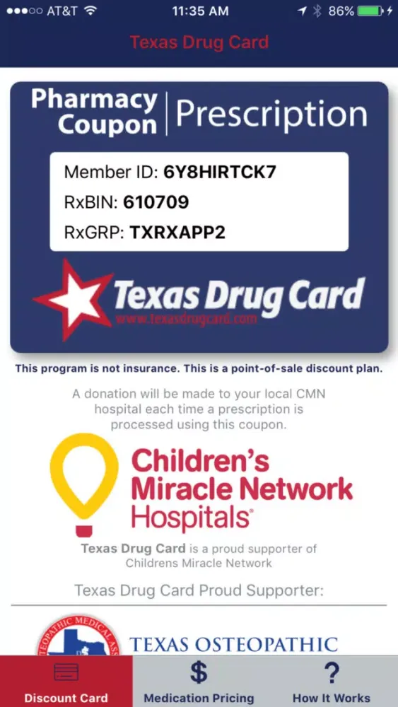 Capturas de pantalla de Texas Drug Card