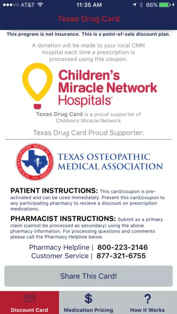 Capturas de pantalla de Texas Drug Card