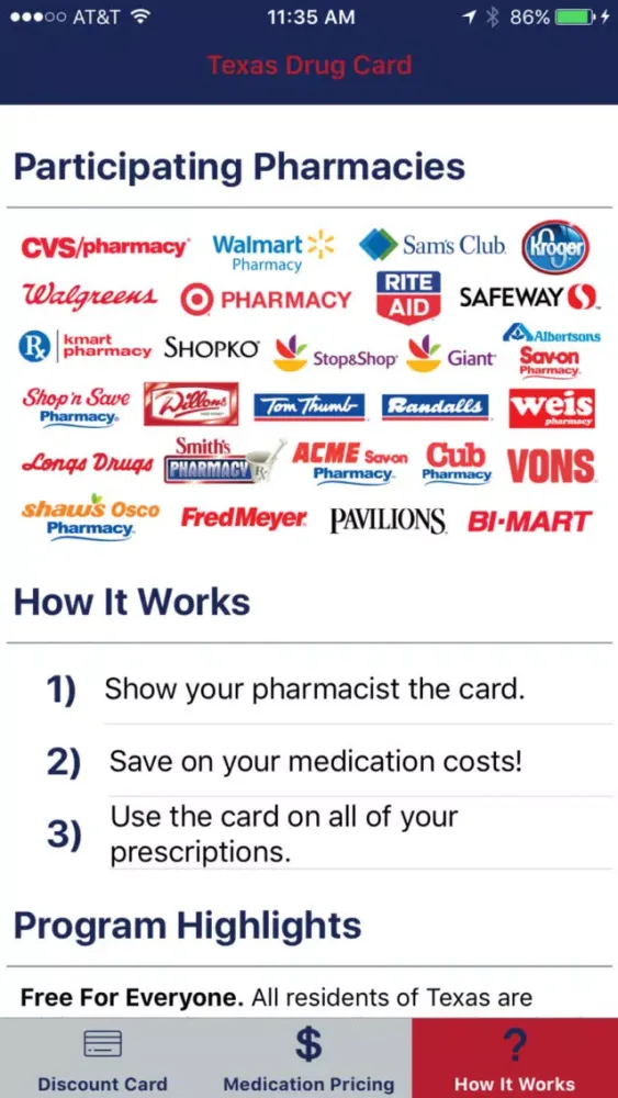 Capturas de pantalla de Texas Drug Card