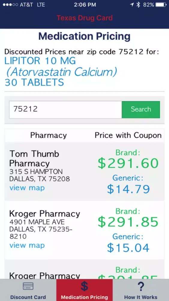 Capturas de pantalla de Texas Drug Card