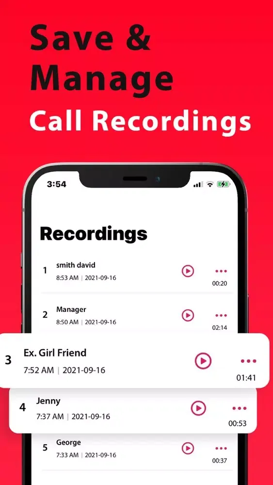 Tangkapan skrin Call Recorder Plus Automatic