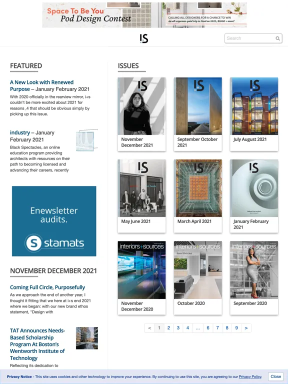 Ảnh chụp màn hình của Interiors & Sources Magazine iPad 