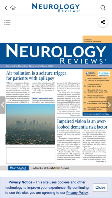 Tangkapan skrin Neurology Reviews