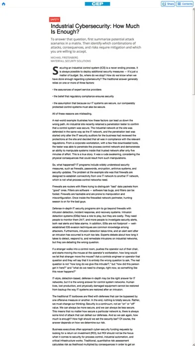 Captures d'écran de AIChE CEP Magazine