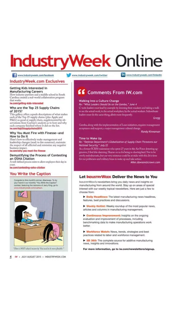 IndustryWeek Magazine: manufacturing news, insights, best practices Screenshots