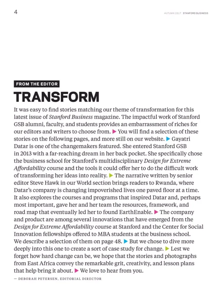 Zrzuty ekranu Stanford Business Magazine iPad 